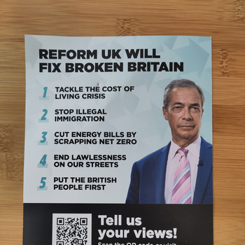Thumbnail of leaflet - Reform UK leaflet