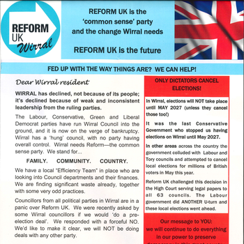 Thumbnail of leaflet - Reform UK leaflet