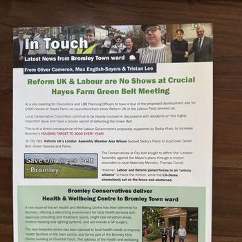 Thumbnail of leaflet - Conservative and Unionist Party leaflet