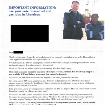 Thumbnail of leaflet - Conservative and Unionist Party leaflet