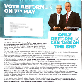 Thumbnail of leaflet - Reform UK leaflet