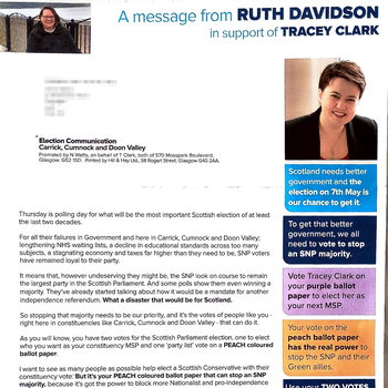 Thumbnail of leaflet - Conservative and Unionist Party leaflet