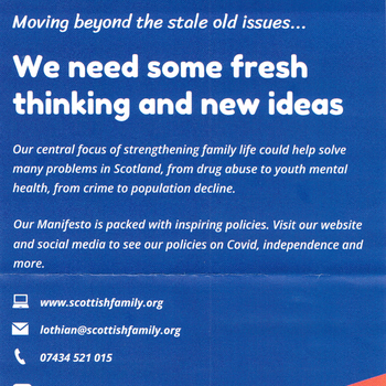 Thumbnail of leaflet - Scottish Family Party leaflet