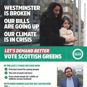 Thumbnail of leaflet - Scottish Green Party leaflet