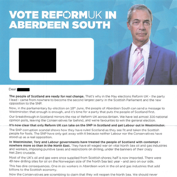 Thumbnail of leaflet - Reform UK leaflet