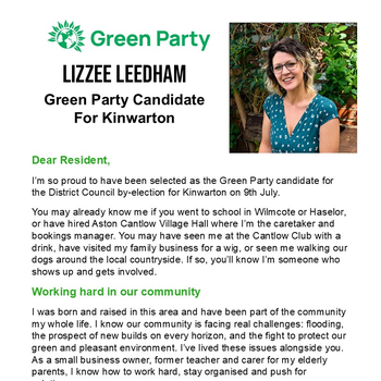 Thumbnail of leaflet - Green Party leaflet