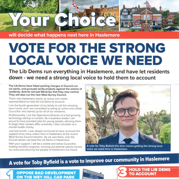 Thumbnail of leaflet - Conservative and Unionist Party leaflet