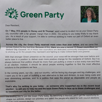 Thumbnail of leaflet - Green Party leaflet