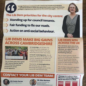 Thumbnail of leaflet - Liberal Democrats leaflet