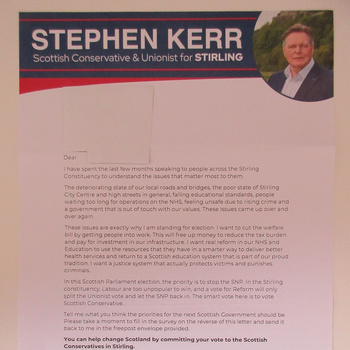Thumbnail of leaflet - Conservative and Unionist Party leaflet