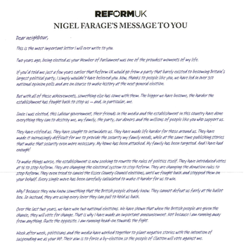 Thumbnail of leaflet - Reform UK leaflet