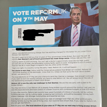 Thumbnail of leaflet - Reform UK leaflet