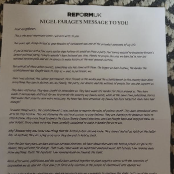 Thumbnail of leaflet - Reform UK leaflet