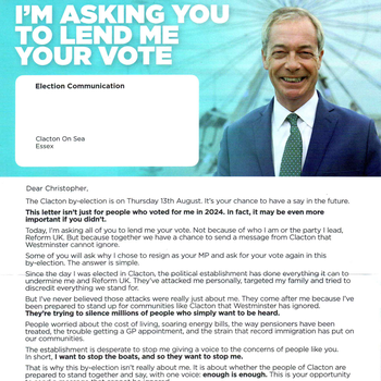 Thumbnail of leaflet - Reform UK leaflet