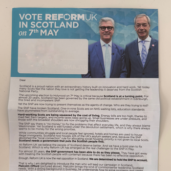 Thumbnail of leaflet - Reform UK leaflet
