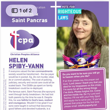 Thumbnail of leaflet - Christian Peoples Alliance leaflet