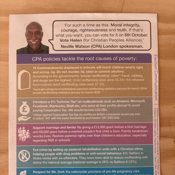 Thumbnail of leaflet - Christian Peoples Alliance leaflet