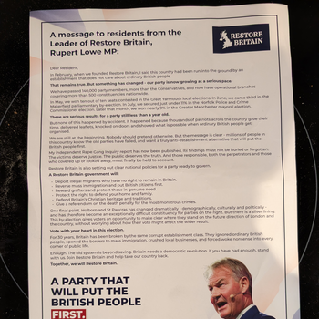 Thumbnail of leaflet - Restore Britain leaflet