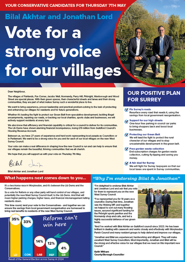 Conservative and Unionist Party leaflet | ElectionLeaflets.org