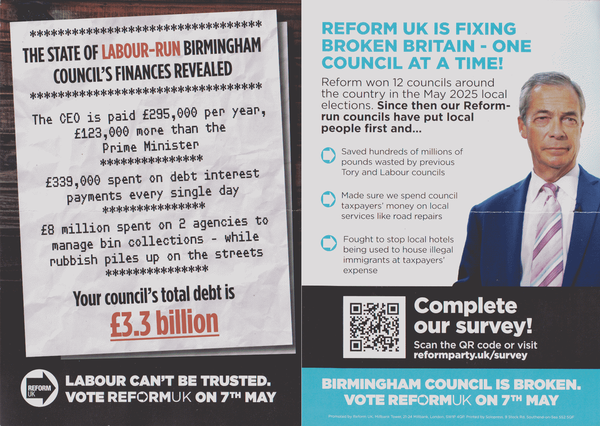 Reform UK leaflet | ElectionLeaflets.org